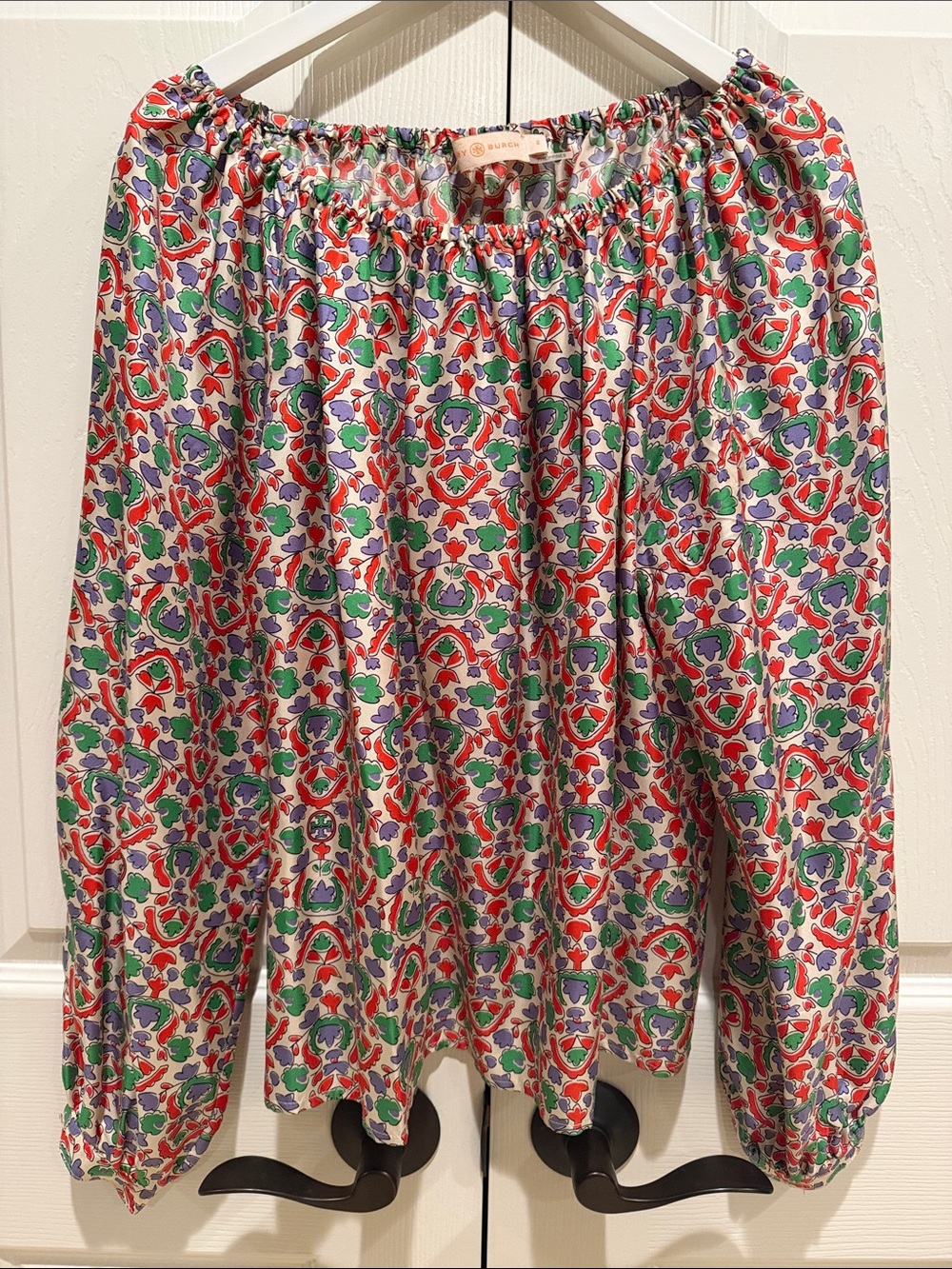 Tory Burch Silk Printed Women’s Top in Red, Green & Purple